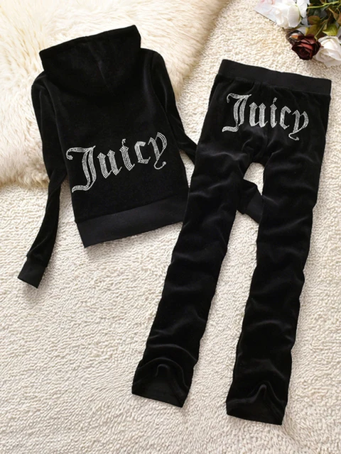 YICIYA Juicy Tracksuit Spring/Fall 2022 Women's Brand Velour Tracksuit Suit Women Velvet Zipper Sweatshirt And Pants Fat Sister black
