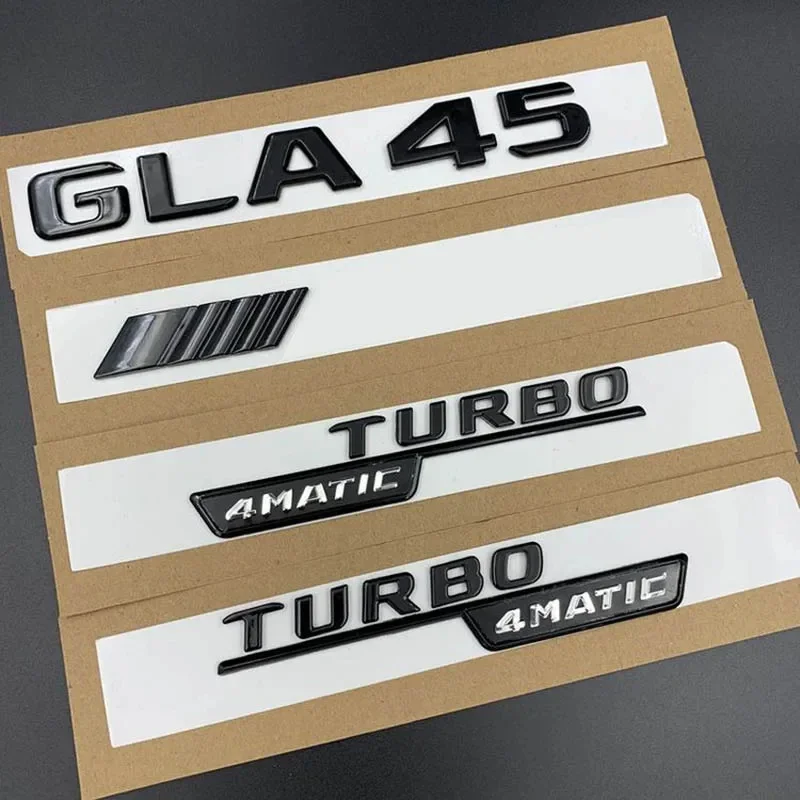 

ABS Letters Car Fender Side Badge Rear Trunk Logo TURBO 4MATIC Emblem For Mercedes GLA 45 GLA45 AMG X156 Exterior Accessories