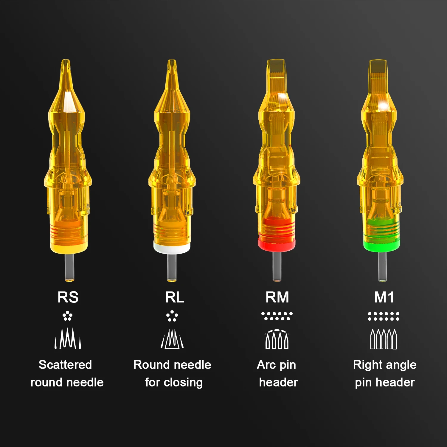 10 pcs Yellow Dragonfly Tattoo Cartridge Needle 1 3 5 7 9 11 13 14 15 RL RM RS M1 Professional Cartridge Makeup Needles 3