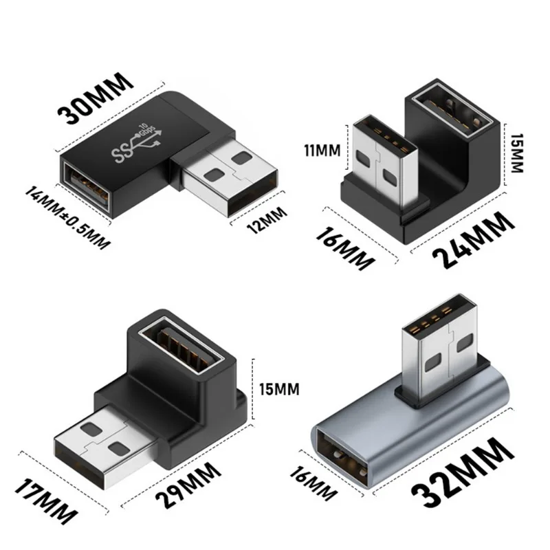 

3A Elbow USB 3.0 Data Cable Adapter USB A Converter For Computer Laptop 90/180 Degree Pendrive Reader OTG Connector 10Gbps