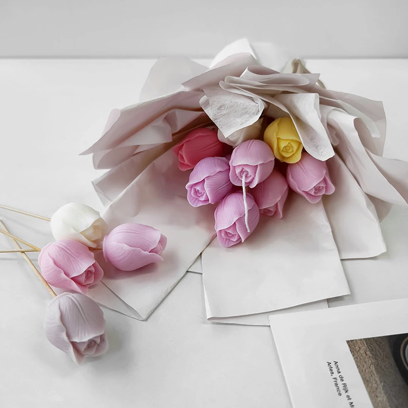 Silicone candle mold Creative Tulip Candle Mold Handmade DIY Flower Soap Mold Silicone Flower Candle Soap Making Supplies Decorative