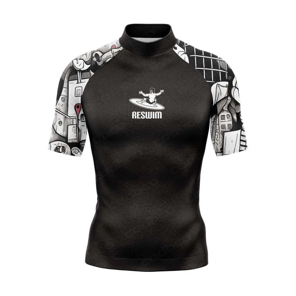 الصيف الرجال قصيرة الأكمام تصفح السباحة تي شيرت طوال الوقت طفح الحرس ملابس السباحة الشاطئ الأشعة فوق البنفسجية حماية ملابس السباحة تصفح الملابس