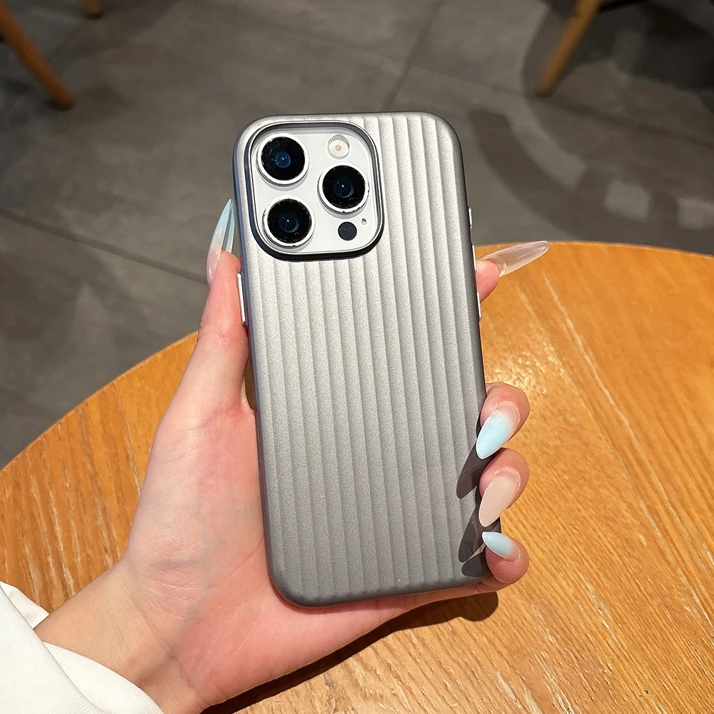 Metallic Stripe Matte Slim Shockproof Phone Case with Camera Protection