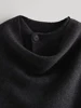 ZBZA Women Loose Asymmetric Scarf Knit Jacket Solid Long Sleeve Single Button Side Slit Cardigan Fall Winter New Lady Outerwear 5