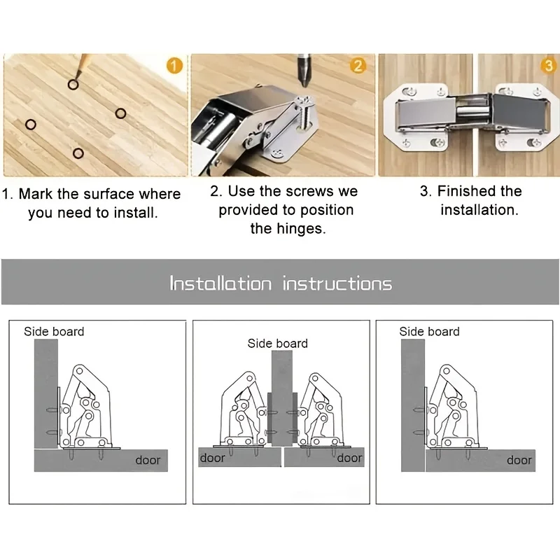 90 Degree Steel Cabinet Hinges No-Drilling Hole Hydraulic Hinge Kitchen Cabinet Cupboard Hinges Furniture Hardware 4/6PCS cabinet hinges