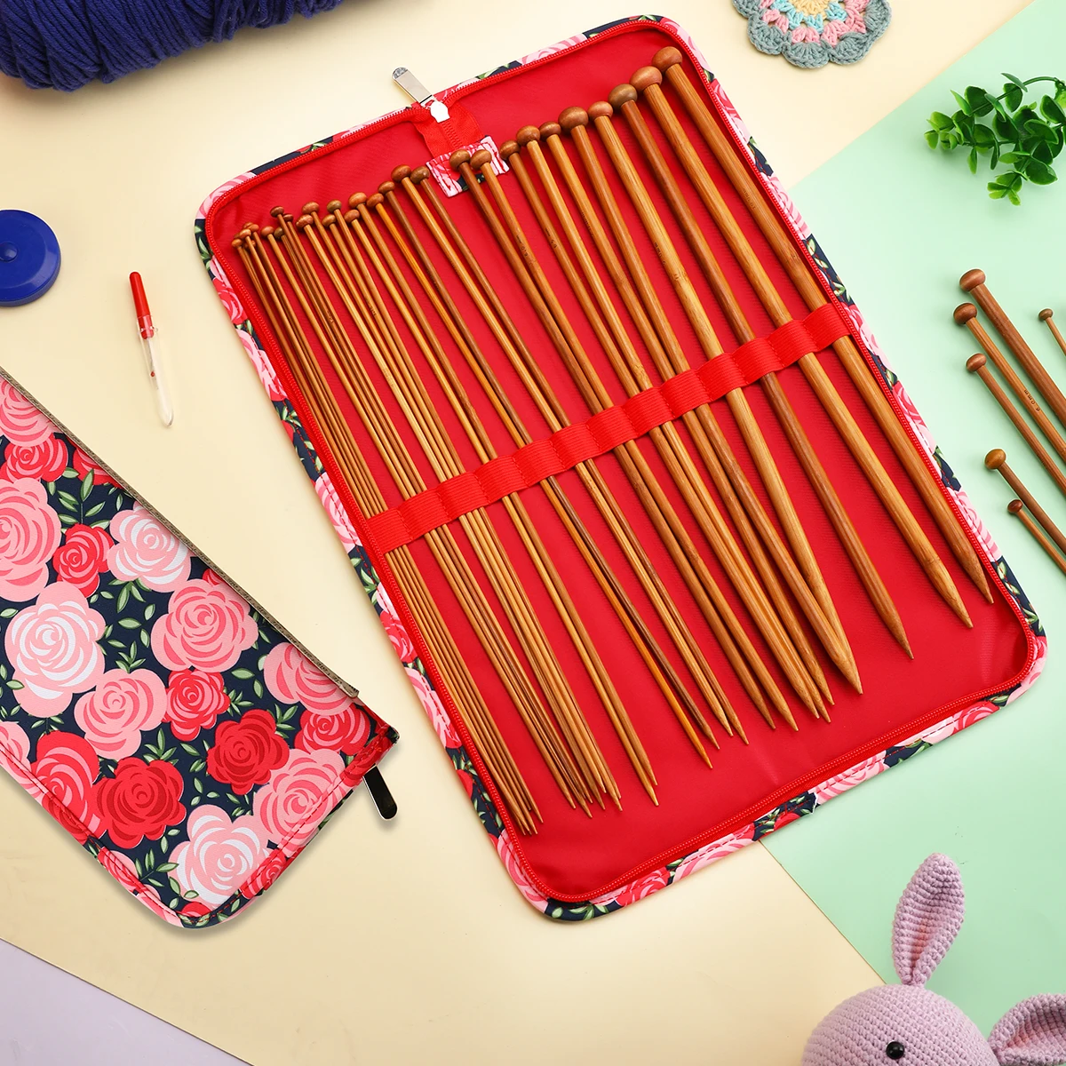 Knitting Tool Organizer Portable Stick Needles Bag Waterproof Daisy Crochet Tote For Sewing Tools Accessories Gift