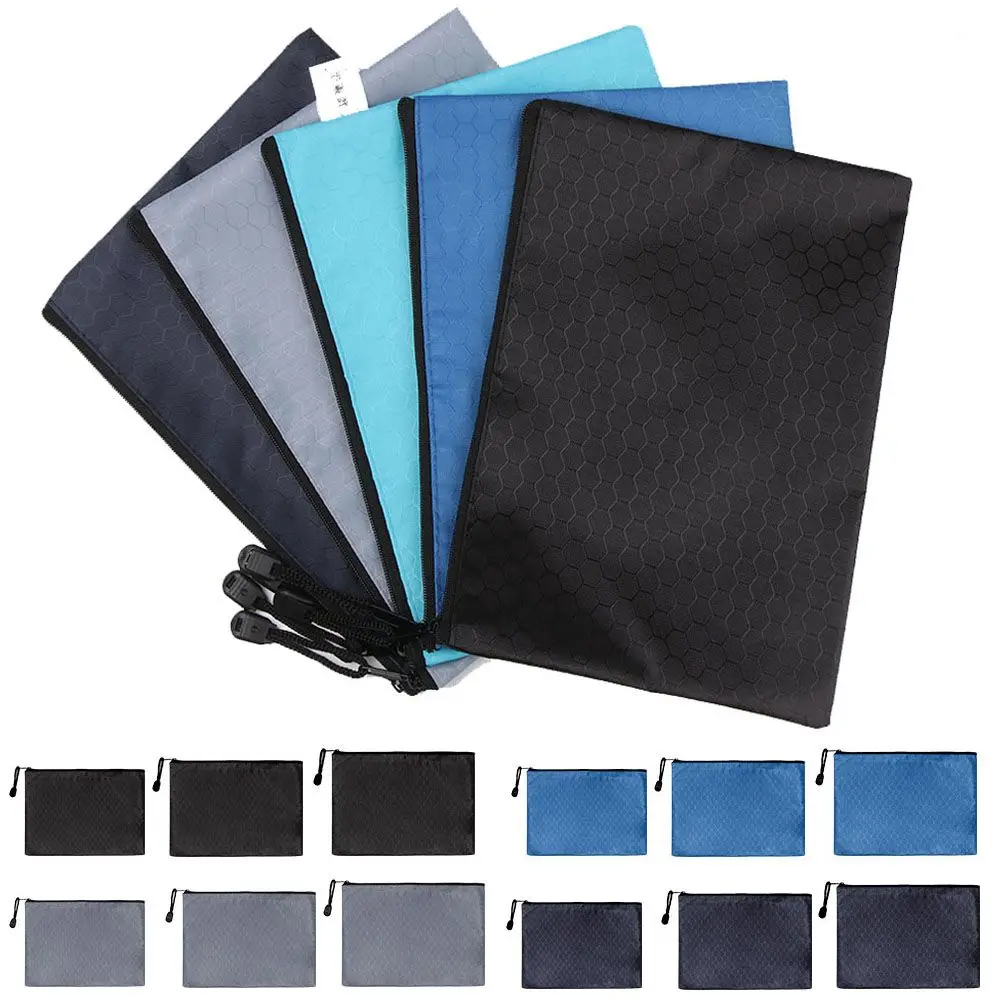 

1pc Oxford Cloth Information Bag File Folders Test Paper Storage Bag Waterproof Zipper Pencil Case Document Bag Pen Bag