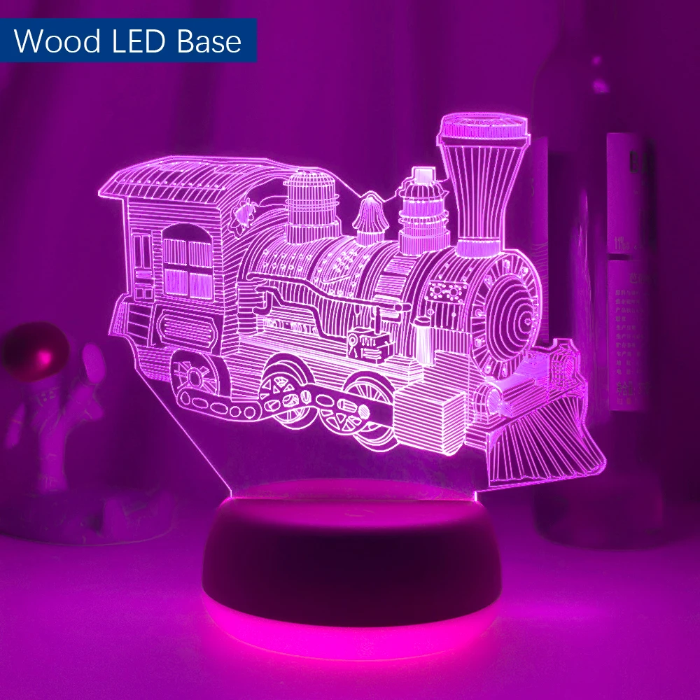 holiday nights of lights Train 3D USB Lamp Touch Remote Christmas New Year Gift Bedroom Desk Beside Decora LED Sleeping Novelty Steam Train Night Light cat night light