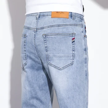 Jeans da uomo in cotone elastico di alta qualità Moda azzurro comodi pantaloni casual dritti da lavoro pantaloni di marca di lusso 1