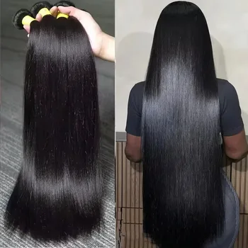 Soft Straight Bundles Human Hair Brazilian Remy Hair Extensions 1/3/4 PCS Natural Black Hair Weave Bundles 14-30 Inches 1