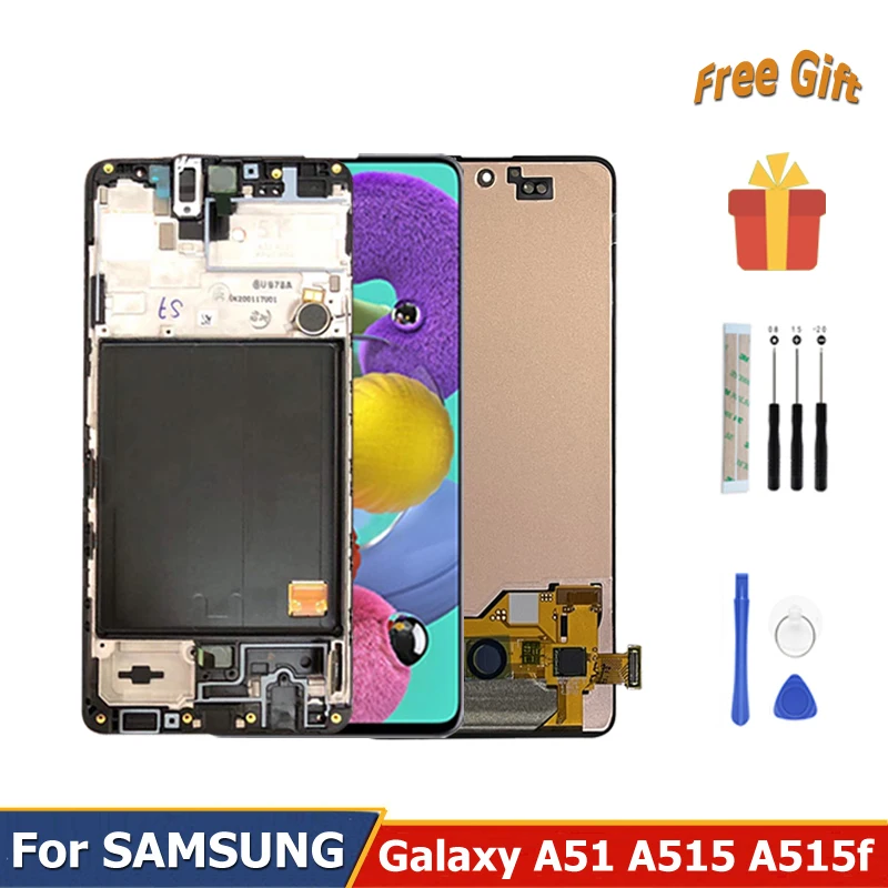 

ЖК-дисплей 6,5 дюйма для Samsung Galaxy A51, A515f, стеклянная панель, сенсорный экран A515 SM A515F/DS A515fd, дигитайзер в сборе, запасные части
