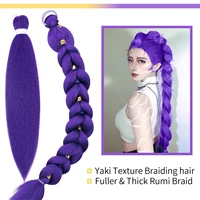 Extensions capillaires synthétiques tressées violettes, 24 26 28 30 pouces, Texture Yaki pré-étirée 4