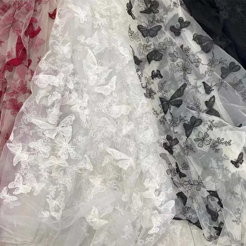 90x120cm 3d Schmetterling Stickerei Tüll Stoff für Braut Hochzeits kleid DIY Party kleid Wohnkultur Handwerk Nähen Spitze Stoff – Detail 3