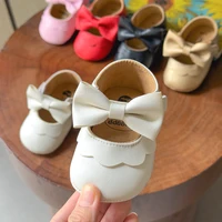 Baby Casual Shoes Infant Toddler Bowknot Non-slip Rubber Soft-Sole Flat PU First Walker Newborn Bow Decor Mary Janes