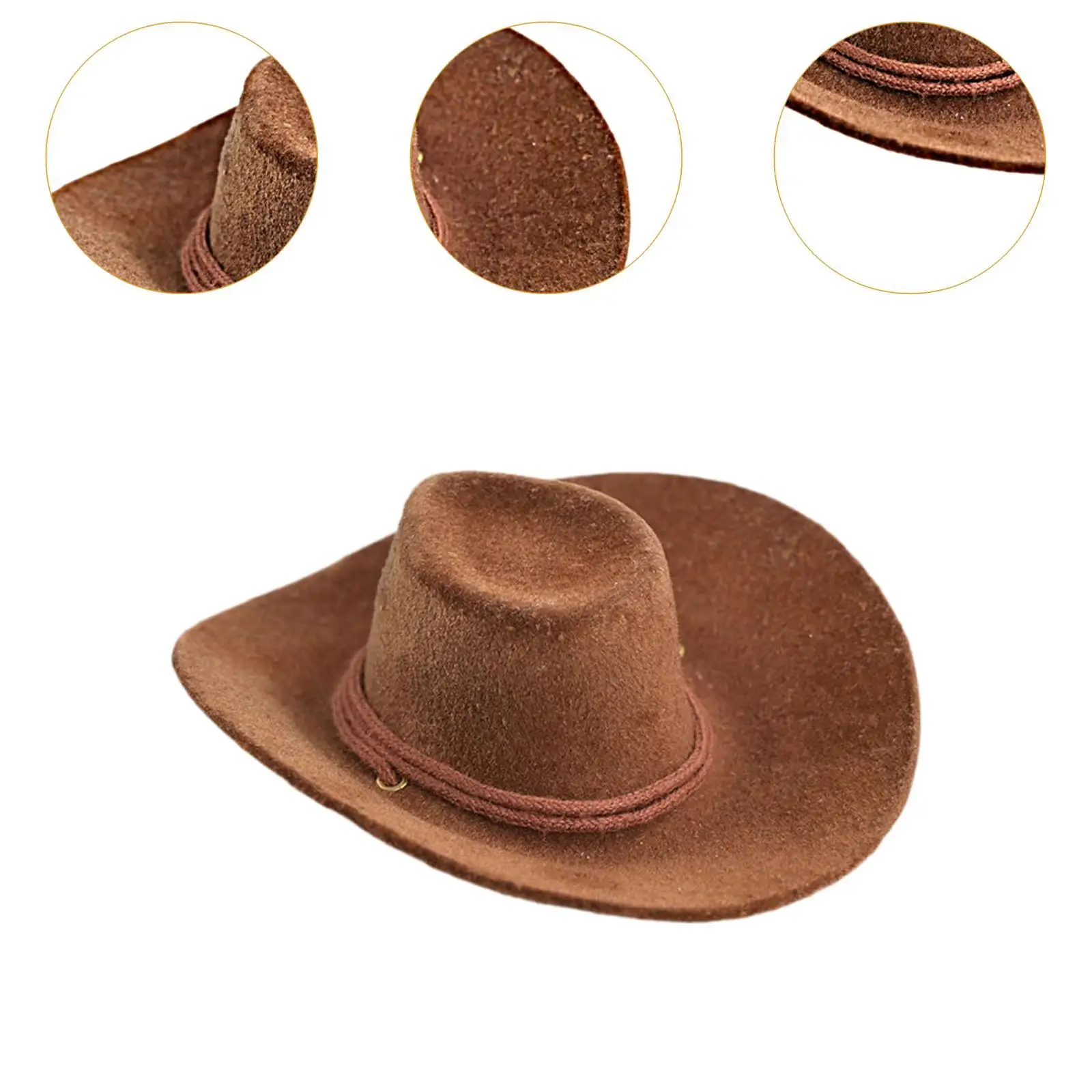 1:6 Scale Cowboy Hat Props Mini Flocked Cowboy Hat for 12inch Action FigureModel