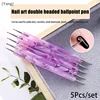 5pcs/Set Dual-Ended Nail Art Dotting Pen With Rhinestones Handle 3D UV Gel Liner Flower Pattern Drawing Painting Brush Tool Kits 1