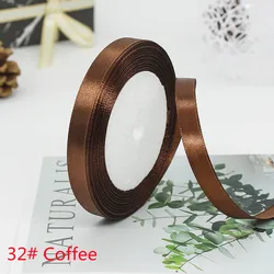 Elegant Satin Ribbon Tapes for Crafting and Decorative Gift Wrapping - 25 Yards, Multiple Widths (32 Coffee)