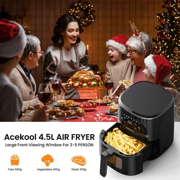 5 Quart Digital Display Air Fryer Toaster Oven Combo with 8 Cooking Presets Oilless Cooker,Visible Window,Dishwasher Safe Basket 5