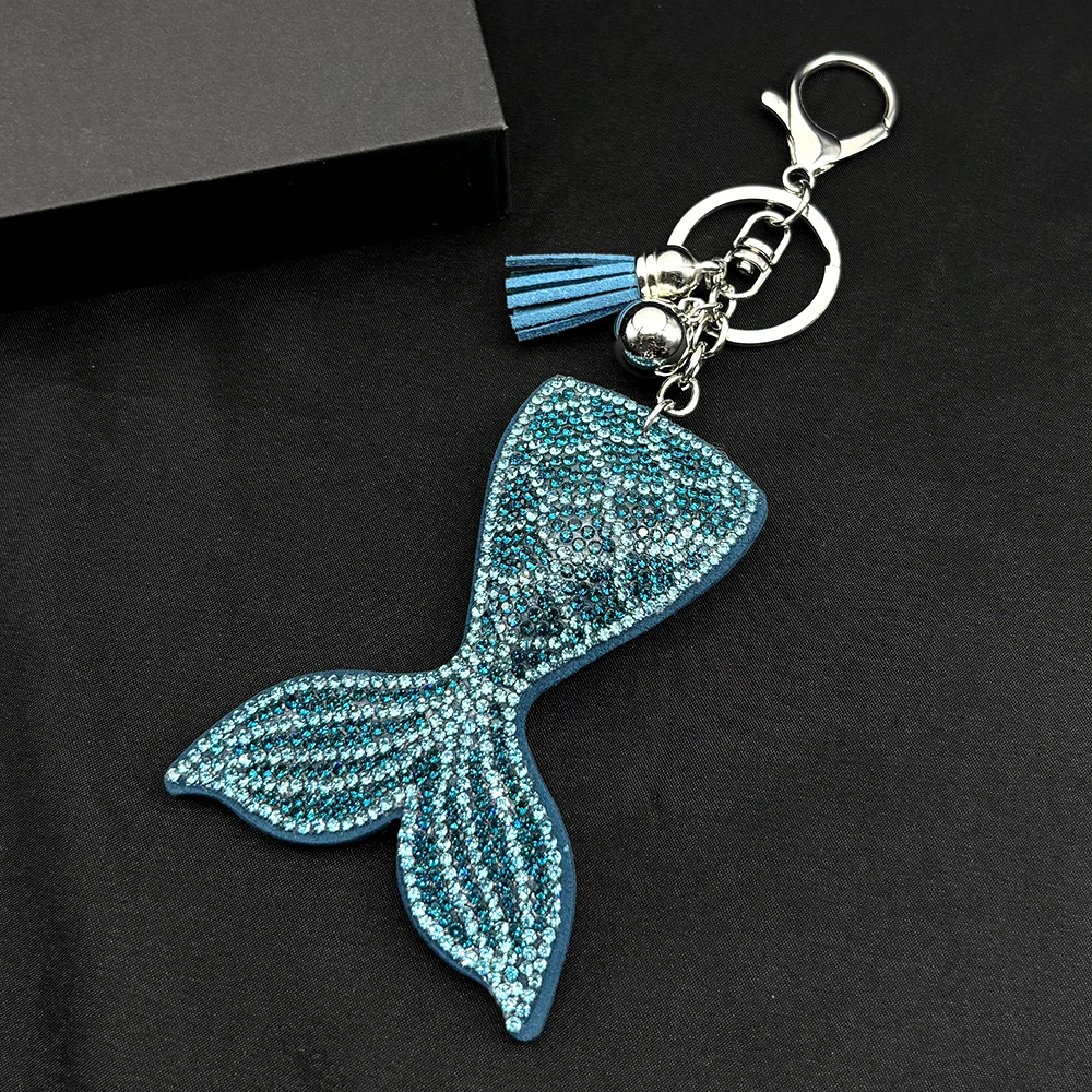 Blue Ocean Legend Meerjungfrauenflossen-Taschenanhänger für Damen, E-Girl, voll glitzernd, Kristall-Quaste, tägliche Handtaschen-Deko, Schlüsselanhänger, Schmuckgeschenk – Detail 8