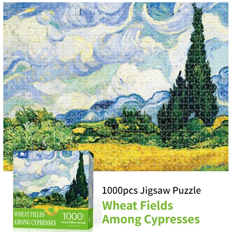 46*61 см взрослые 1000 шт., разноцветные пшеничные поля среди ципрессов, снижение стресса, сложная игрушка