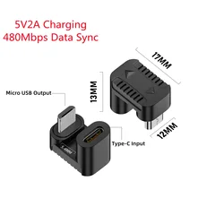 USB Type - C Female to Micro - USB Male Right Angle Charging Adapter - 1pcs (U shape B)