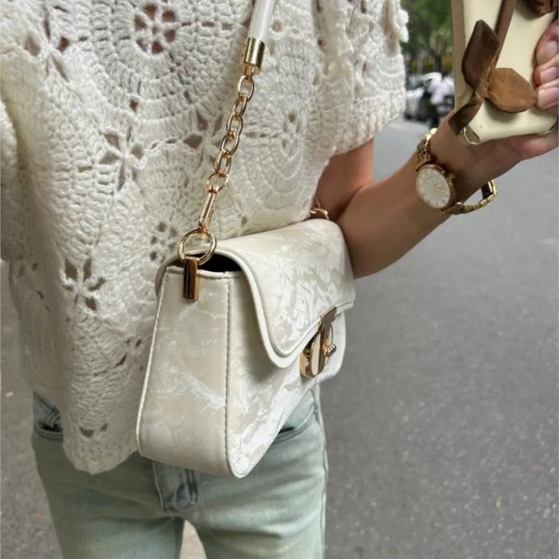 JIAERDI White Texture Lock Handbag Women trend Design Patchwork y2k Underarm Bag Ladies Premium Luxury Shoulder Bags New 2025