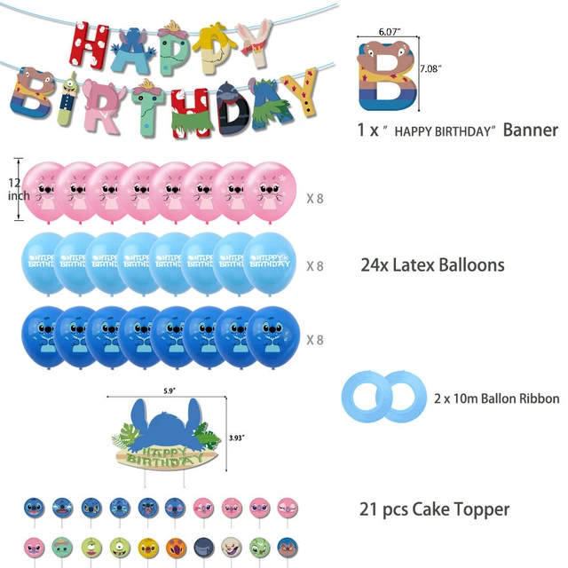 1 Set Lilo & Stitch Theme Birthday Party Disney Balloons Stitch Party  Decorations Baby Shower Boy Girl Kids Favors Toys Gift