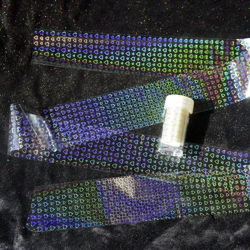 100cm Clear Laser Heart Nail Foils Holo Heart Beam Foil Paper For Nial Art Decoration Tools Hot Stamping Transfer Foil Sticker 2
