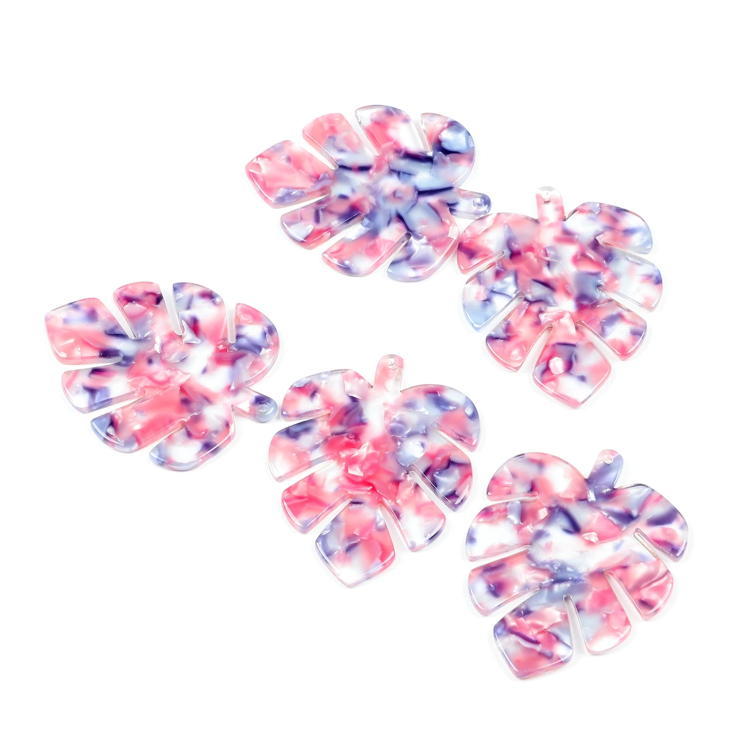 Acetat-Acryl-Anhänger, Schildpatt-Charms, große Monstera-Blatt-Form, Boho-Schmuck, Ohrringteile, Ohrring-Zubehör