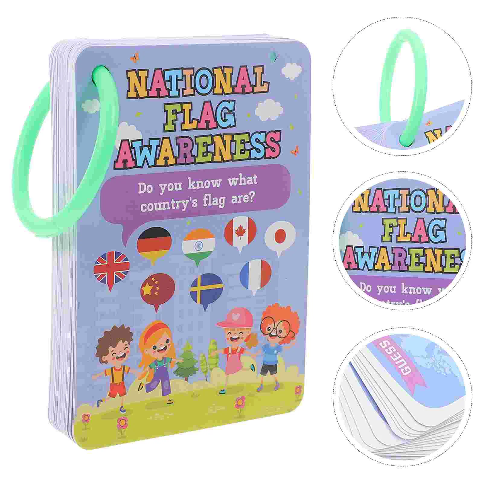 

50 Sheets Flag Awareness Card Funny Learning Cards Country Flags Flash Early Device For Teachers Cognitive Kids Portable