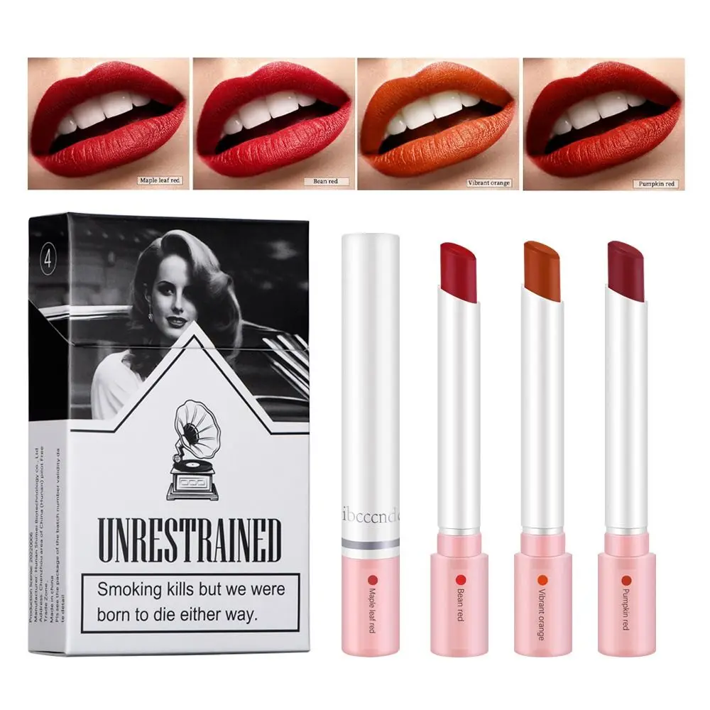 

Matte Lipstick 4 Colors 24 Hour Lasting Lana Del Rey Long Lasting Lipstick Glossy Lip Tint Stain Set Women