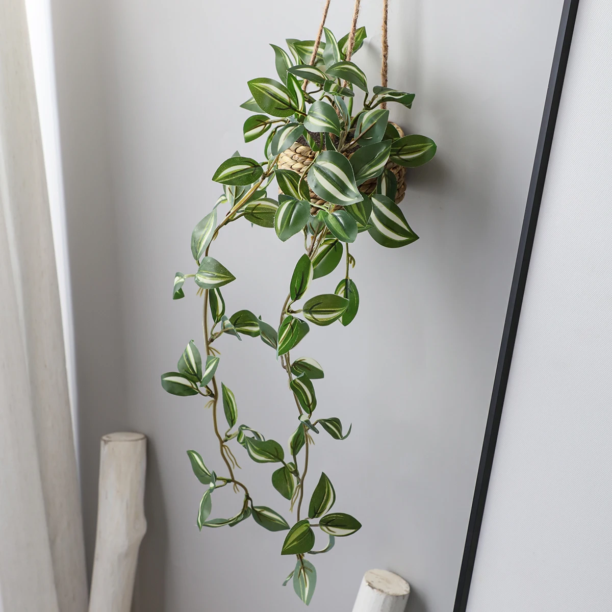 XIYA FLOWER Artificial Hanging Grass Potted Plant Zebrina Peperomia Fittonia Artificial Plant PE Material Home Garden Decor 6