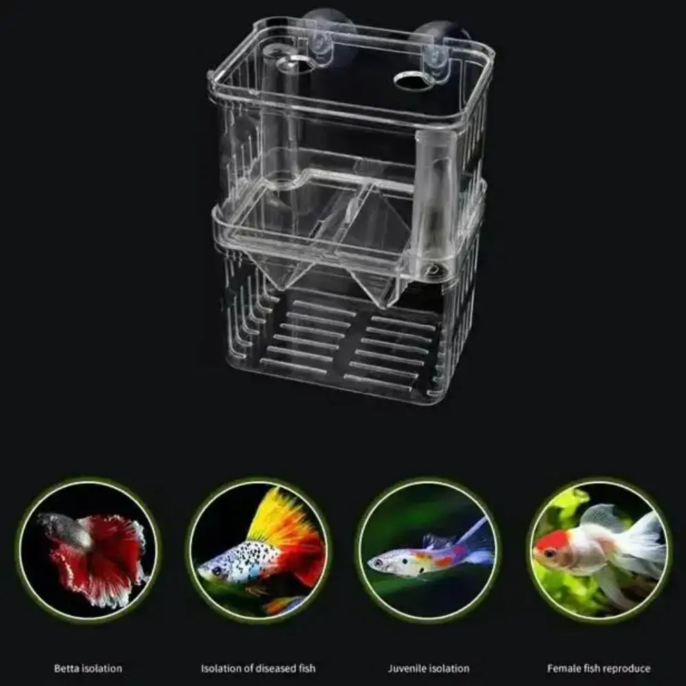 Fish Breeding Box Acrylic Aquarium Breeder Box Double-layer Self Floating Isolation Incubator for Baby Fishes Shrimp Q9N3