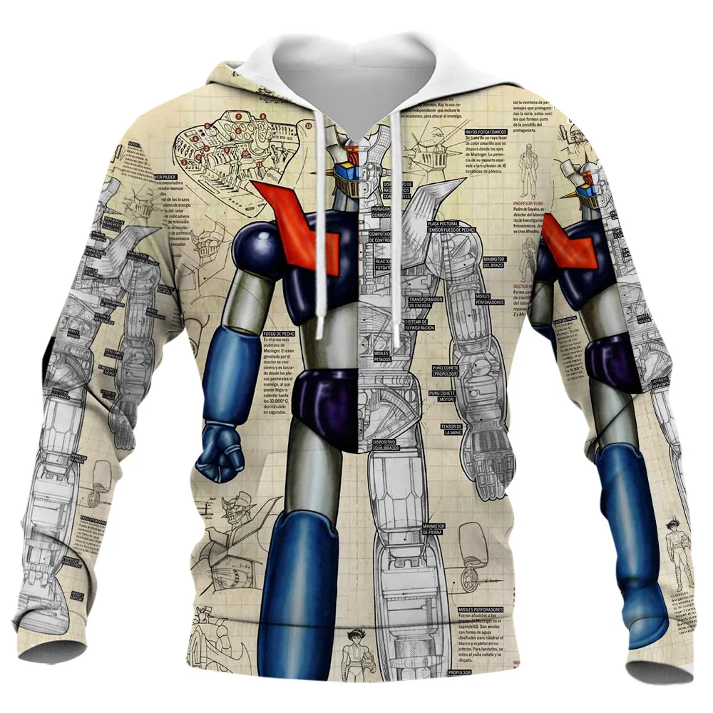 Men Hoodie Mazinger Z 3D All Over Printed Anime Hoodie Long Sleeves Hooded Sweatshirt Fashion Unisex Streetwear Pullover