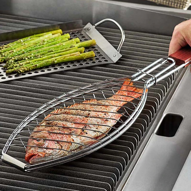 Grill Basket, Fish Grill Basket, Rustproof Stainless Steel BBQ