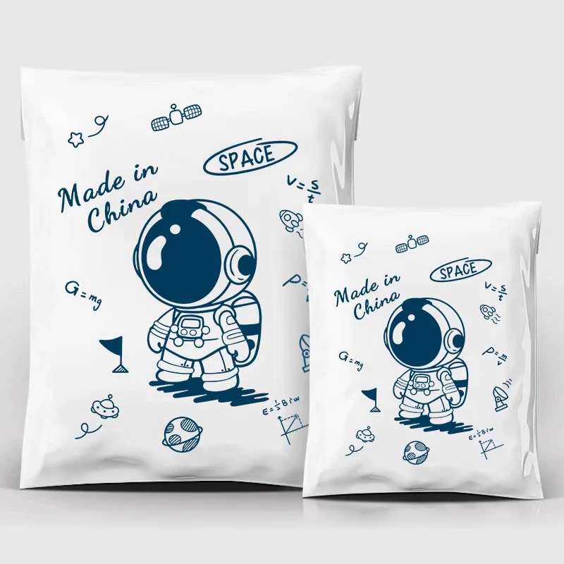 10Pcs Cartoon Astronaut sacchetto di spedizione busta postale in plastica bianca buste per corriere autosigillanti forniture per imballaggio 25x3 5cm/28x42cm