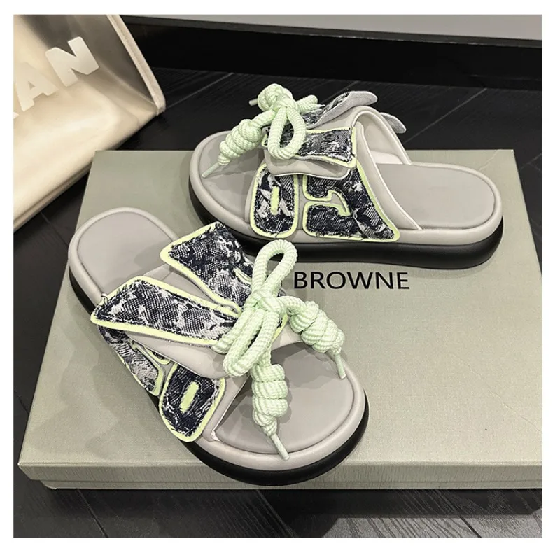 

Summer Fashion Platform Leather Slip-on Women's Slippers Designer New Soft Soled Outdoor Party Sandals Women Zapatos De Mujer