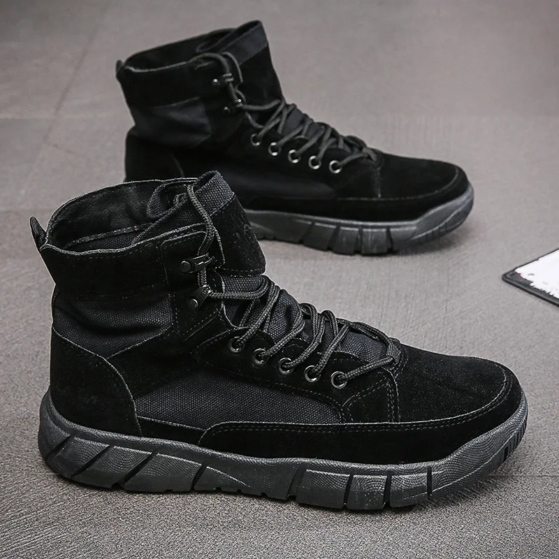 Men's Canvas Shoes Flat High-top Vulcanized Shoes Men's Sneakers 2024 New Male Casual Canvas Shoes Men's Sneakers 5