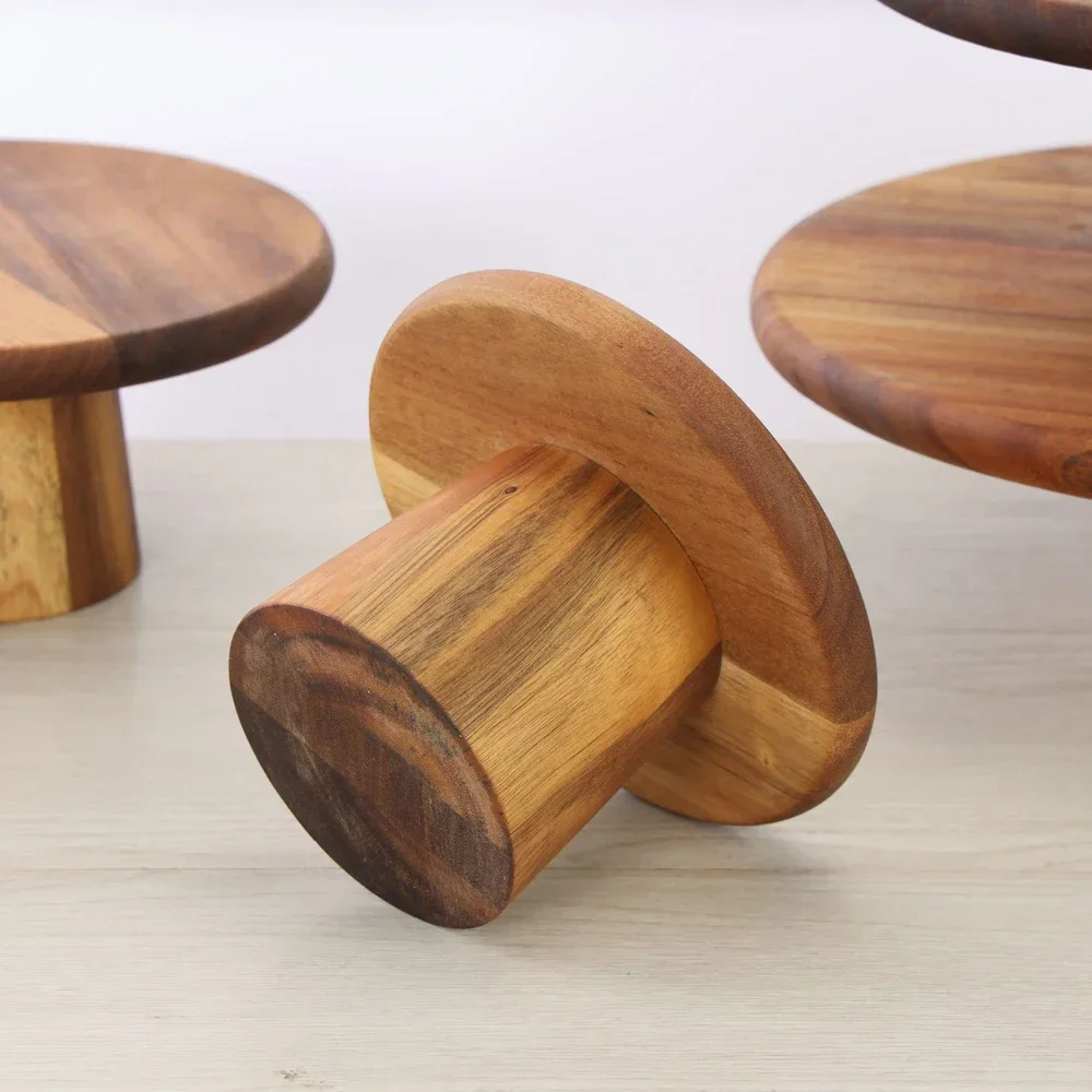 Wood Cake Stand Multiuse Wooden Plate Dessert Stand Afternoon Tea Serving High Tray Cupcake Holder Cakes Table Display Plates Cake Stand Dessert Stand