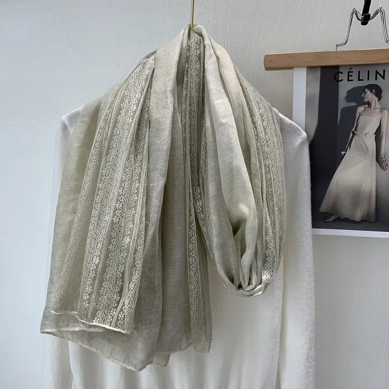 VREOVOR Sanfter Spitzen-Leinen-dünner Schal, modischer Damen-Außenschal, frühes Frühlings- und Sommer-Geschenk im ausländischen Stil – Detail 25
