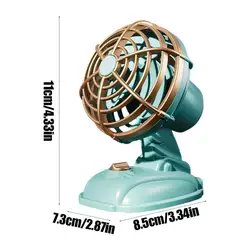 Vintage - Inspired Ultra Silent USB Rechargeable Portable Desktop Fan with Dual Speed Settings (Blue)
