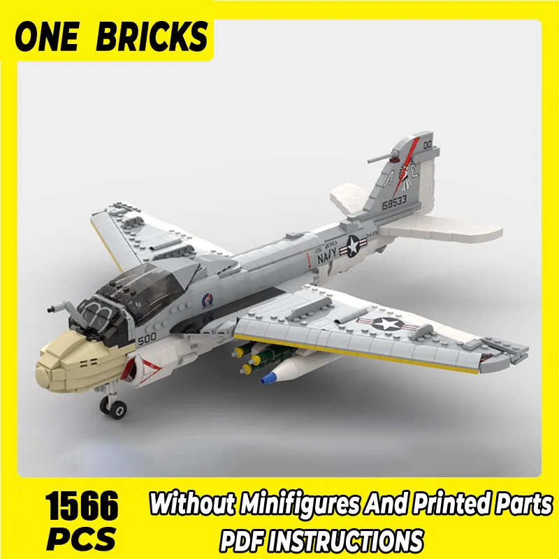 

Military Series Moc Building Blocks 1:35 Scale A-6E Intruder Model Technology Aircraft Bricks DIY Assembly Fighter Toy For Kid