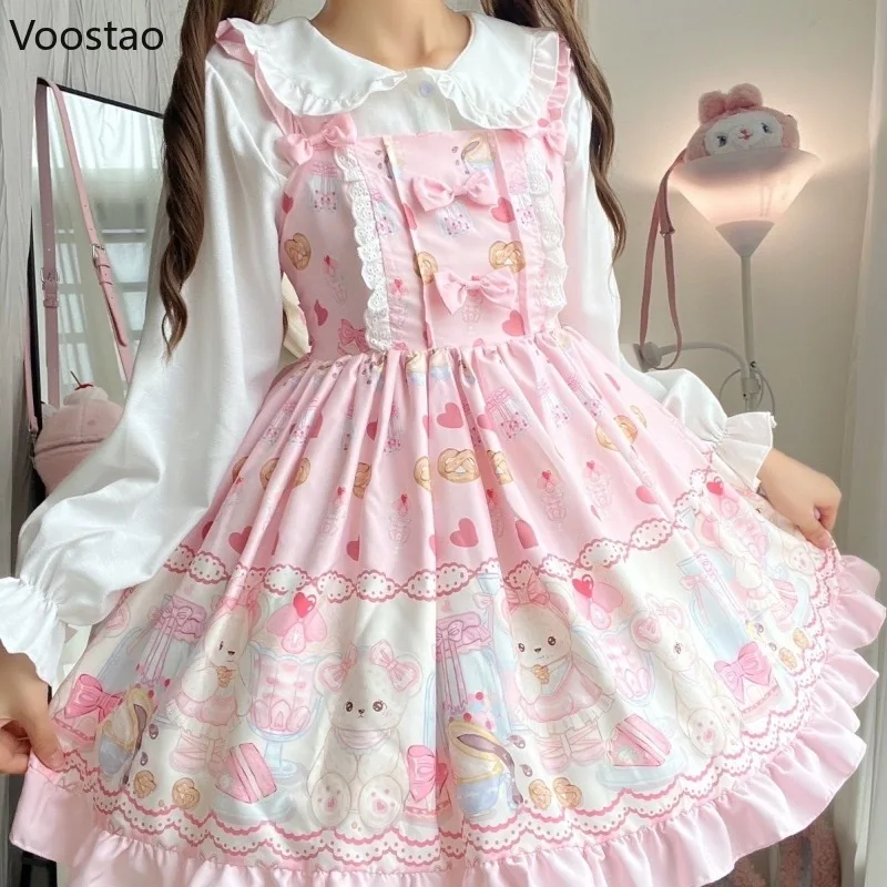 Japanese Sweet Lolita Jsk Dress Women Girls Kawaii Tea Party Princess lolita dress lolita suspender dress lolita cosplay costumes suspender dress