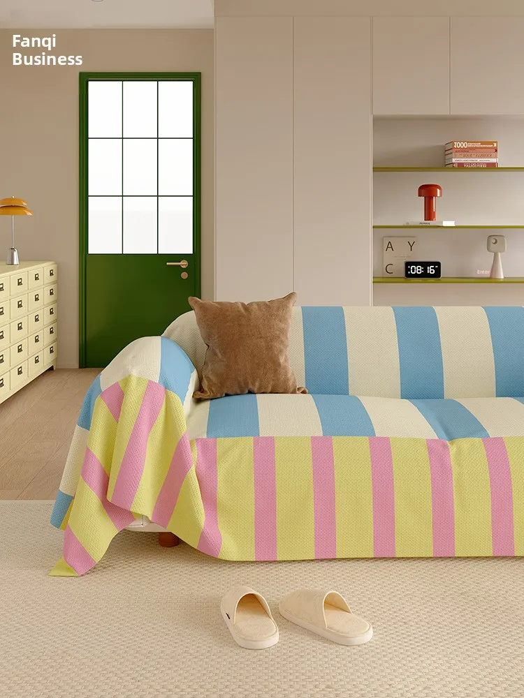  Striped Sofa Cover Korean Sle Home Living Room Dustproof Sofa Cloth Towel Sofa eet Modern mat Universal