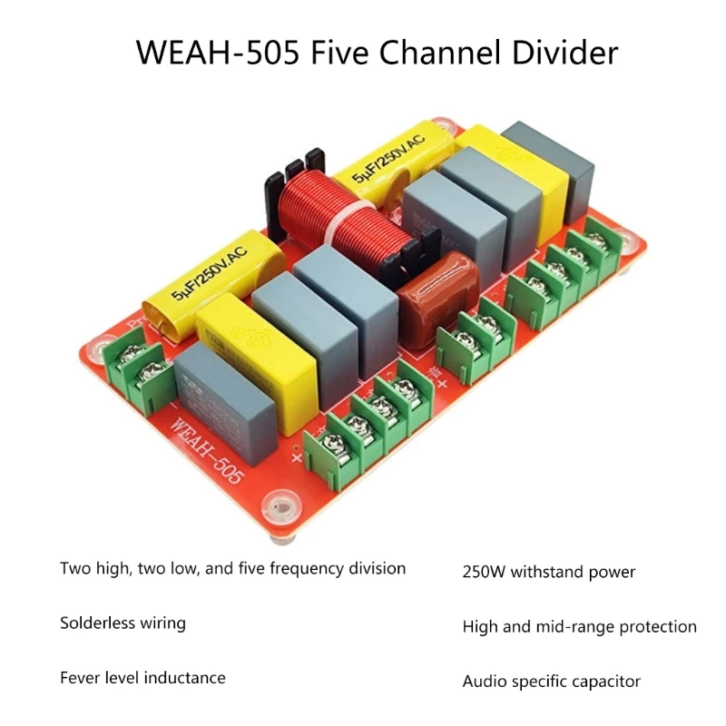 5 Way Frequency Divider Two High Two Middle One Low Speaker Filters Board Speaker 250W Speaker Panel for Home Theater