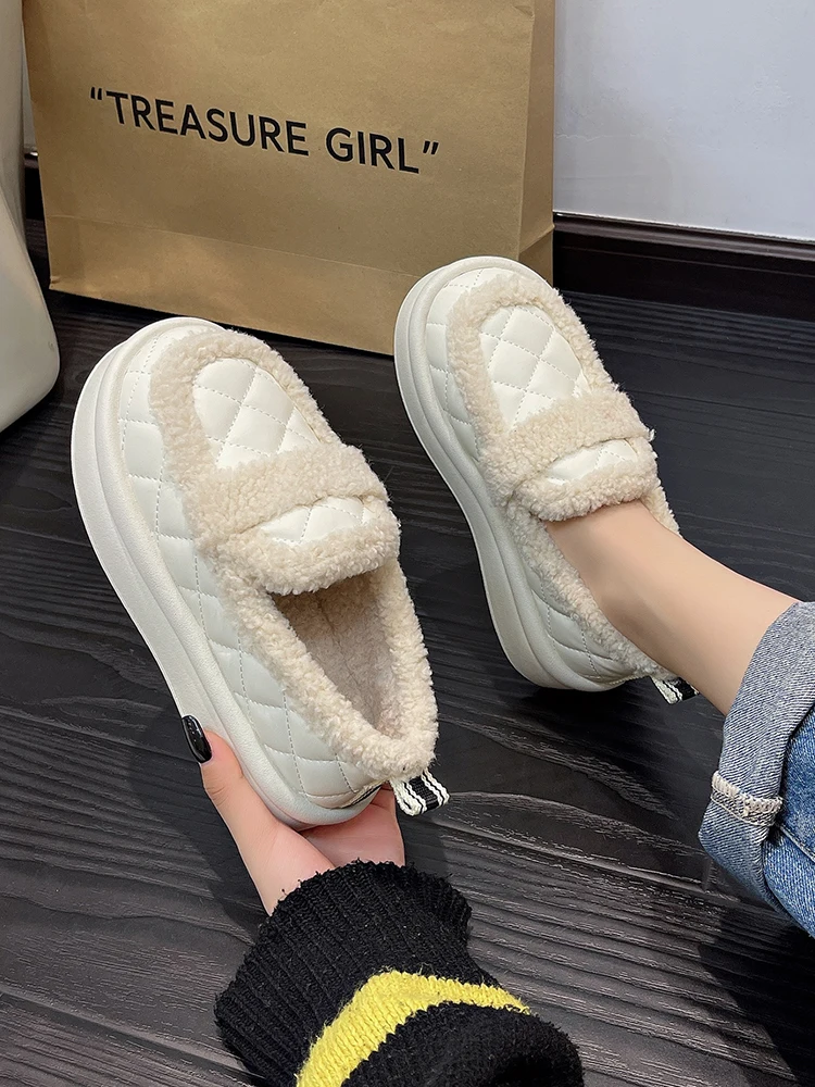 

Кроссовки женские без шнуровки, повседневная обувь на платформе, криперы, круглый носок, Повседневная зимняя обувь, обувь для снега