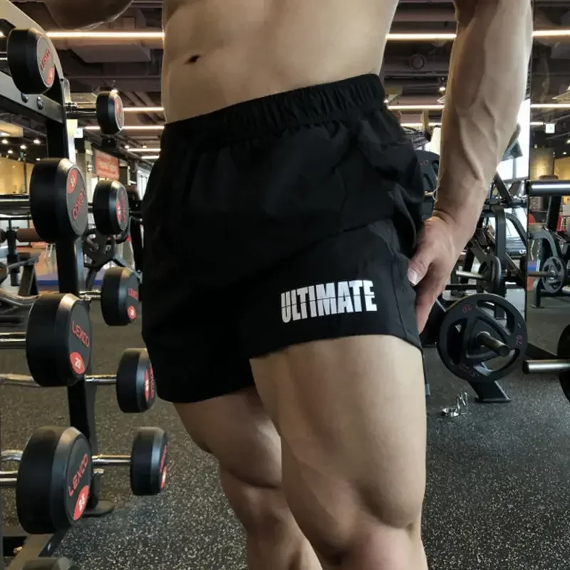 Sports Fitness Shorts Brother Three Quarter Pants Quick Dry Breathable Elastic Muscle Men Weight Dog Squat Plus Size M-3XL 2