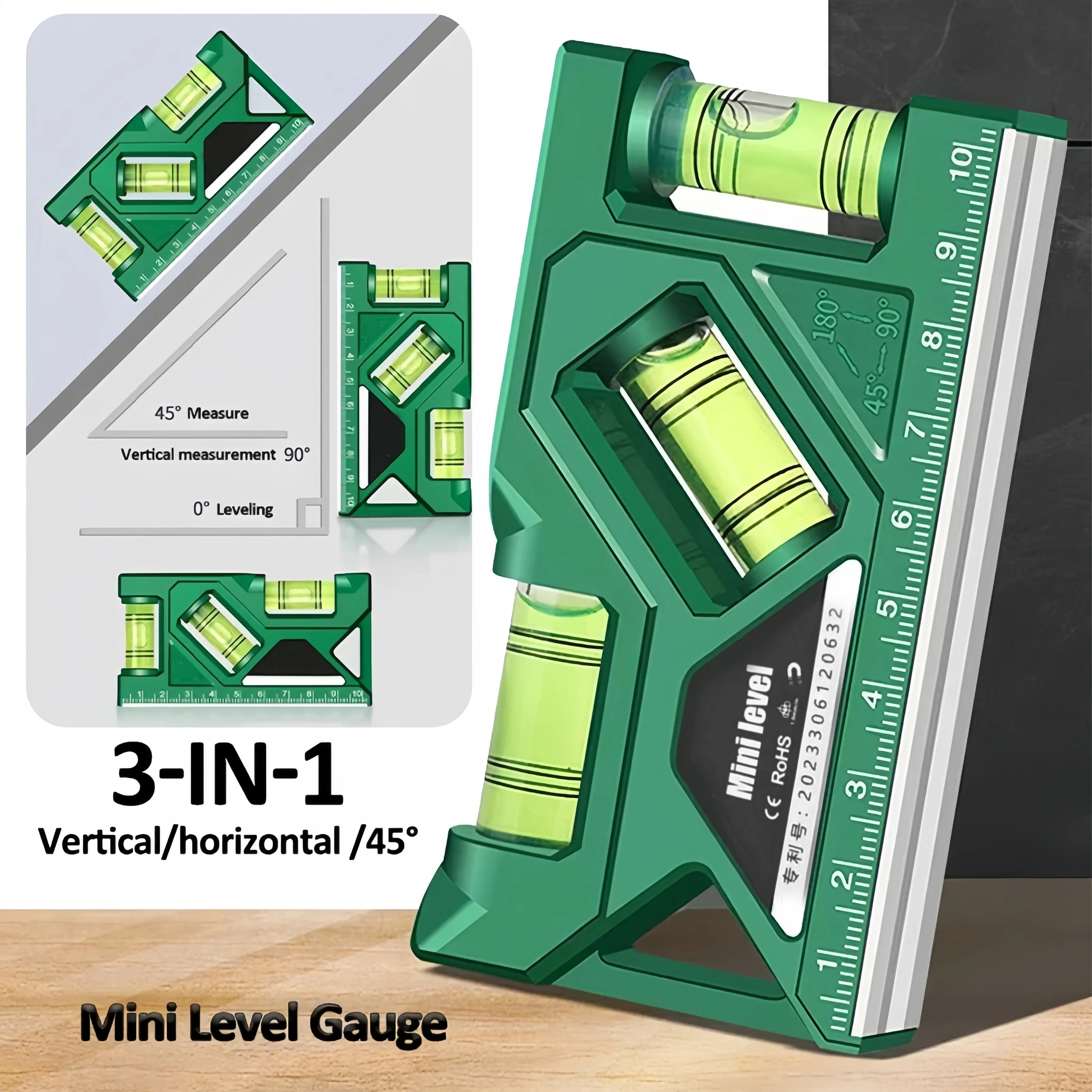 Compact High-Precision Magnetic Level and Protractor Tool