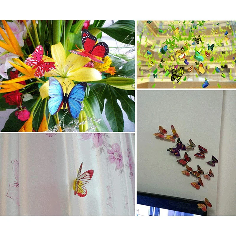 12Pcs Butterfly Fridge Magnet Refrigerator Magnetic Sticker 3D Cute Colorful Creative Message Board Reminder for Home Decoration