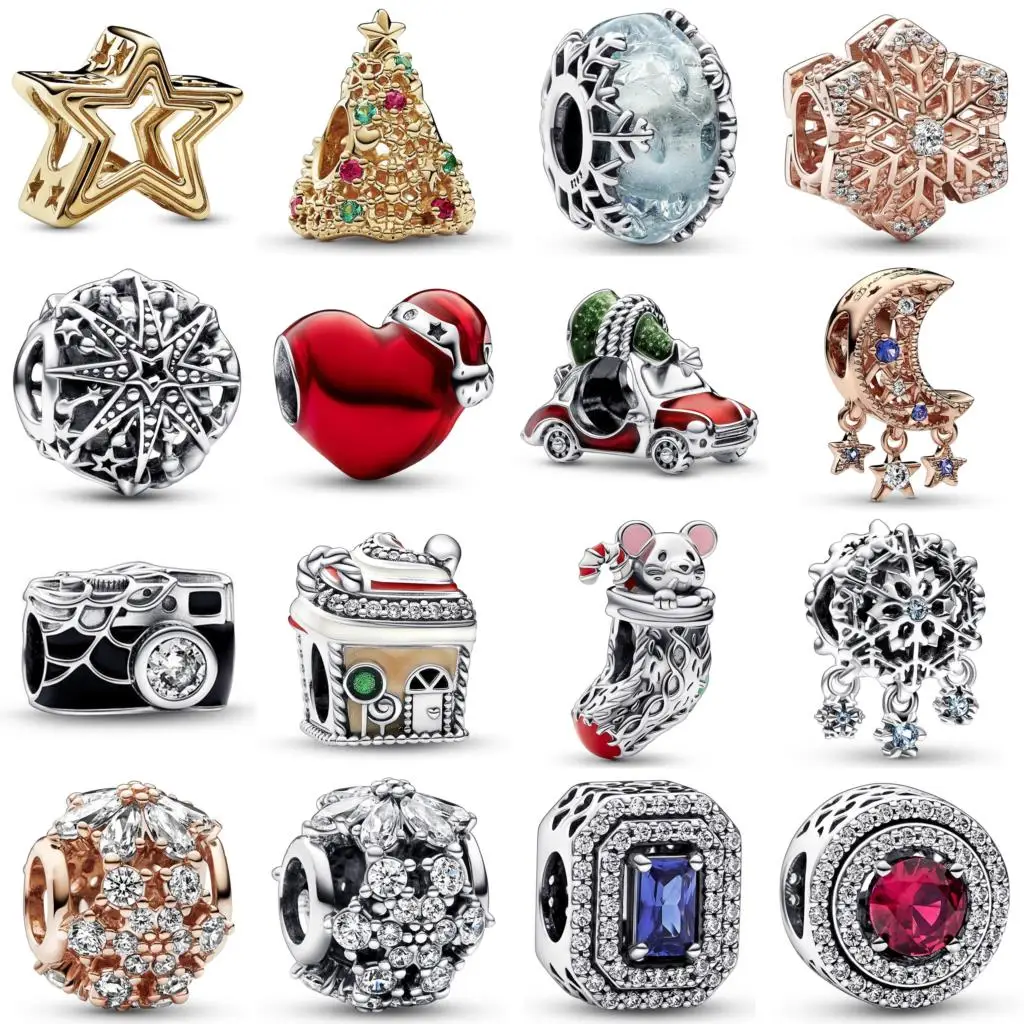 

Original Sparkling Herbarium Cluster Levelled Festive House Car Snowflake Charm Fit Pandora 925 Sterling Silver Bracelet Jewelry